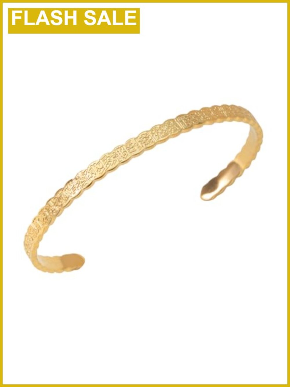 18K Gold Over Stainless Steel Ayatul Kursi Engraved Cuff Bracelet Islamic Gift